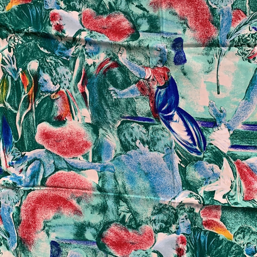 Albert Nipon | Colorful 100% Silk Scarf | 31” X 3… - image 5